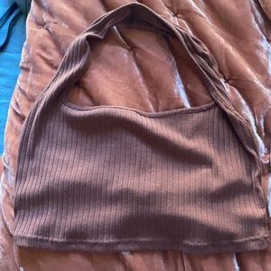 SHEIN Plus Rib-knit Crop Halter Top